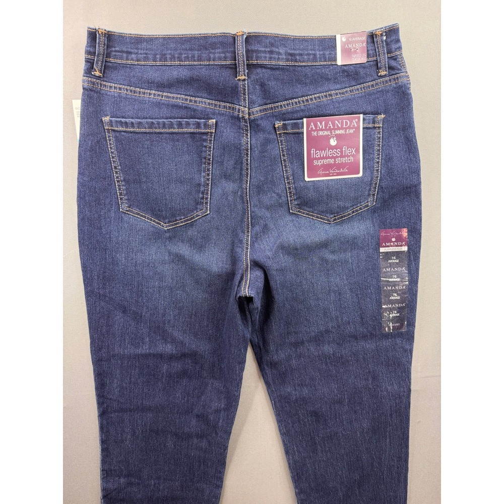 Gloria Vanderbilt Amanda Tapered‎ Leg Classic Rise Dark Wash Jeans Womens 16 NEW - Picture 10 of 13